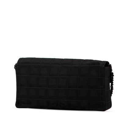 Black Chanel New Travel Line Nylon East West Flap Shoulder Bag