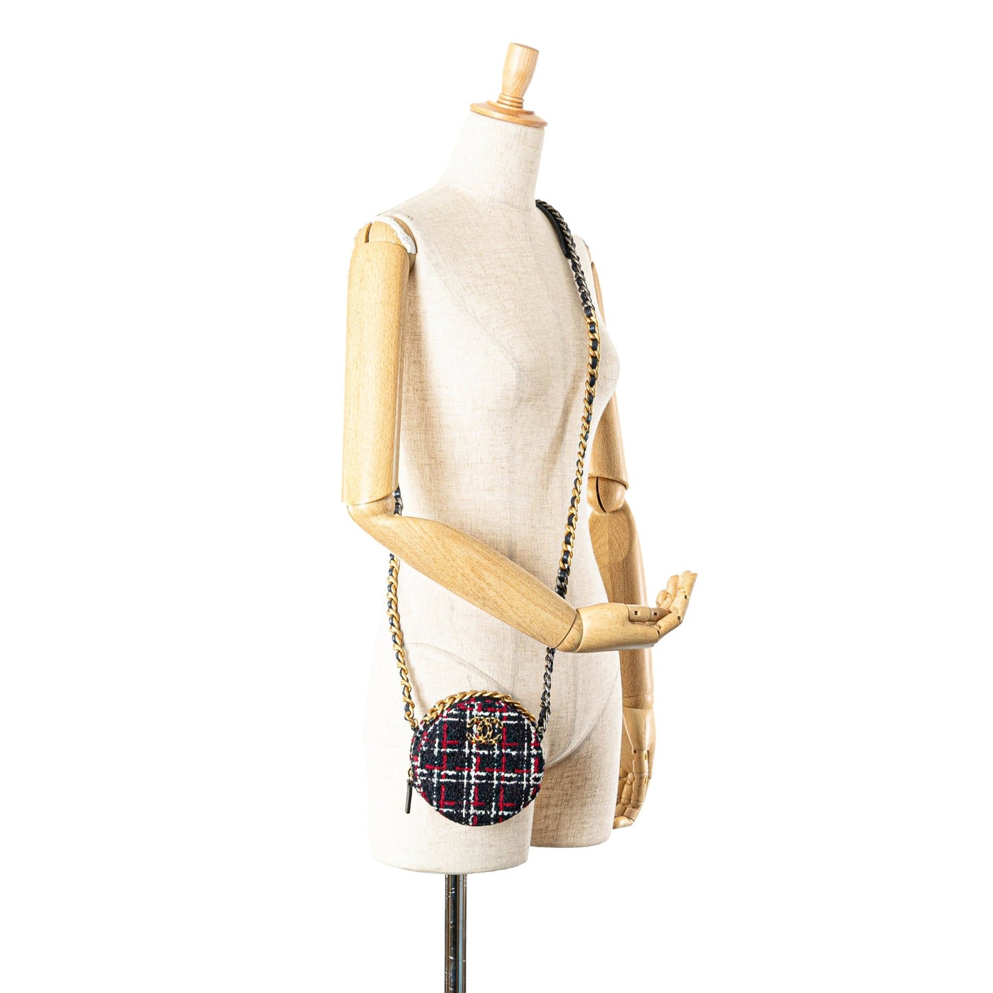 Blue Chanel Tweed 19 Round Clutch with Chain Satchel