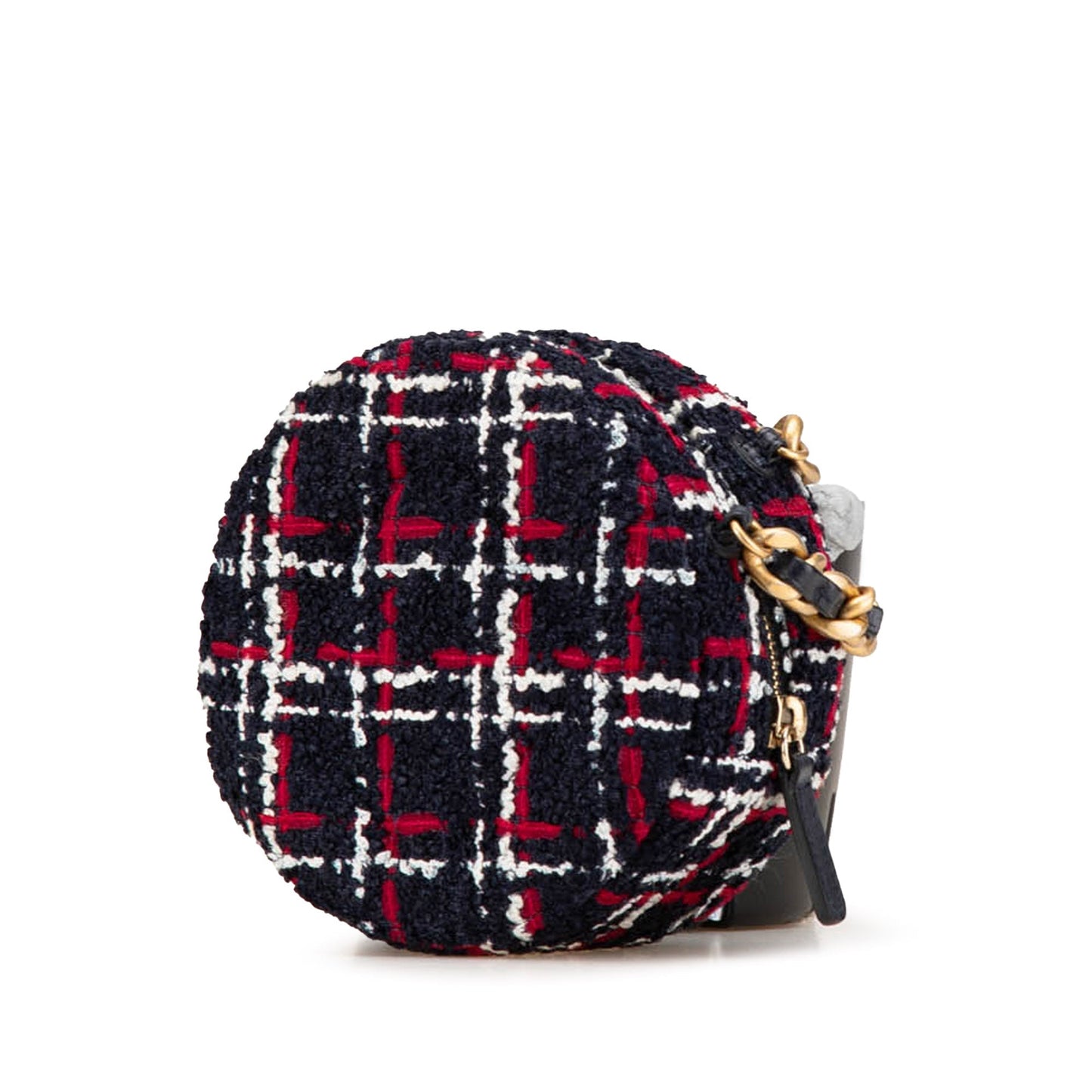 Blue Chanel Tweed 19 Round Clutch with Chain Satchel