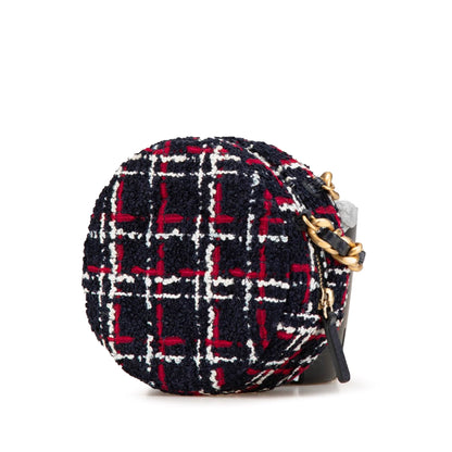 Blue Chanel Tweed 19 Round Clutch with Chain Satchel