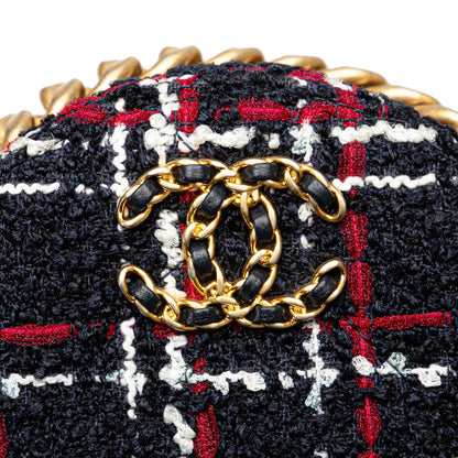 Blue Chanel Tweed 19 Round Clutch with Chain Satchel