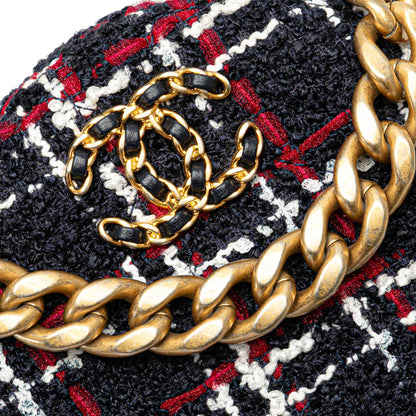 Blue Chanel Tweed 19 Round Clutch with Chain Satchel