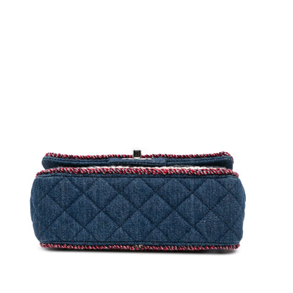 Blue Chanel Mini Rectangular Classic Denim Tweed Framed Single Flap Shoulder Bag
