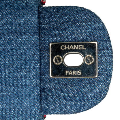 Blue Chanel Mini Rectangular Classic Denim Tweed Framed Single Flap Shoulder Bag