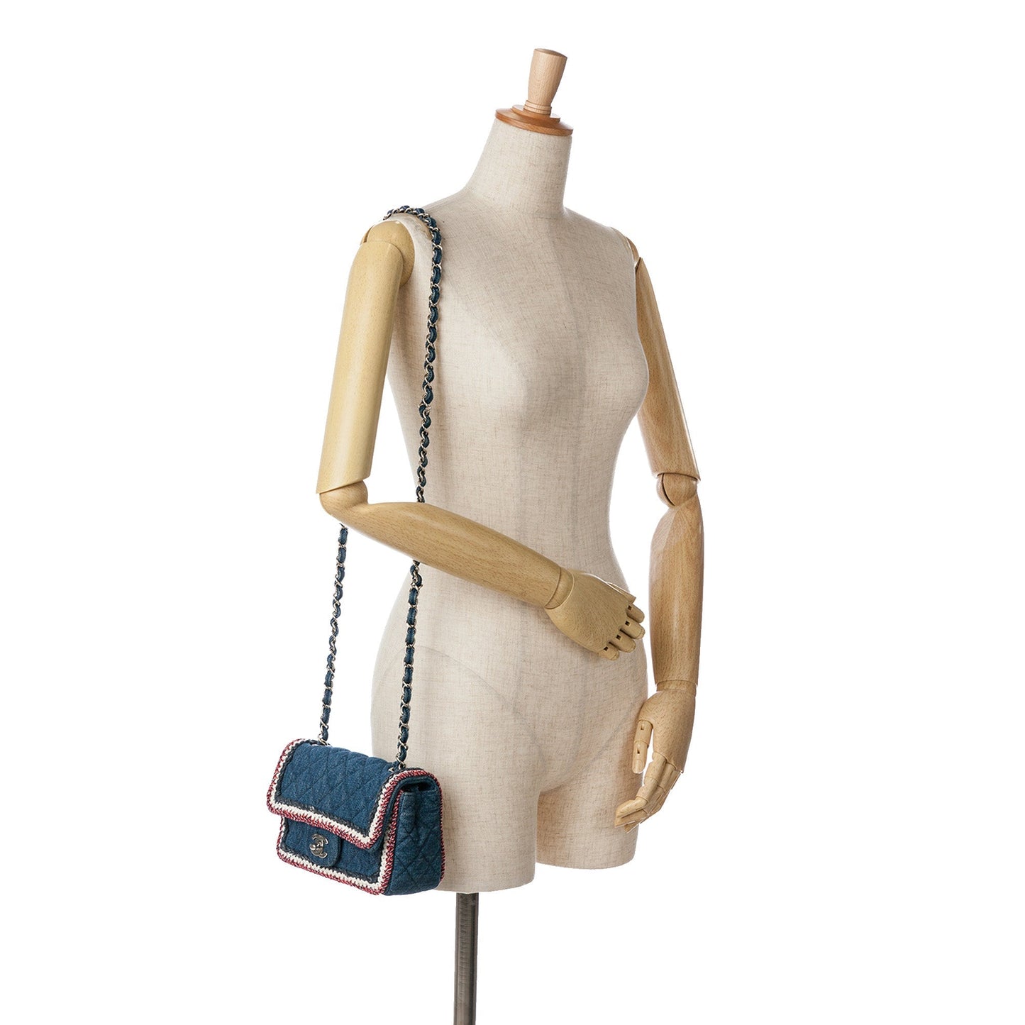 Blue Chanel Mini Rectangular Classic Denim Tweed Framed Single Flap Shoulder Bag