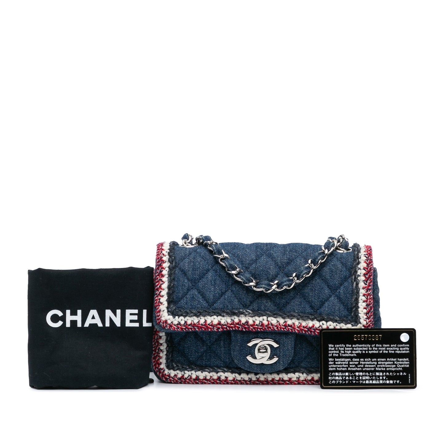 Blue Chanel Mini Rectangular Classic Denim Tweed Framed Single Flap Shoulder Bag