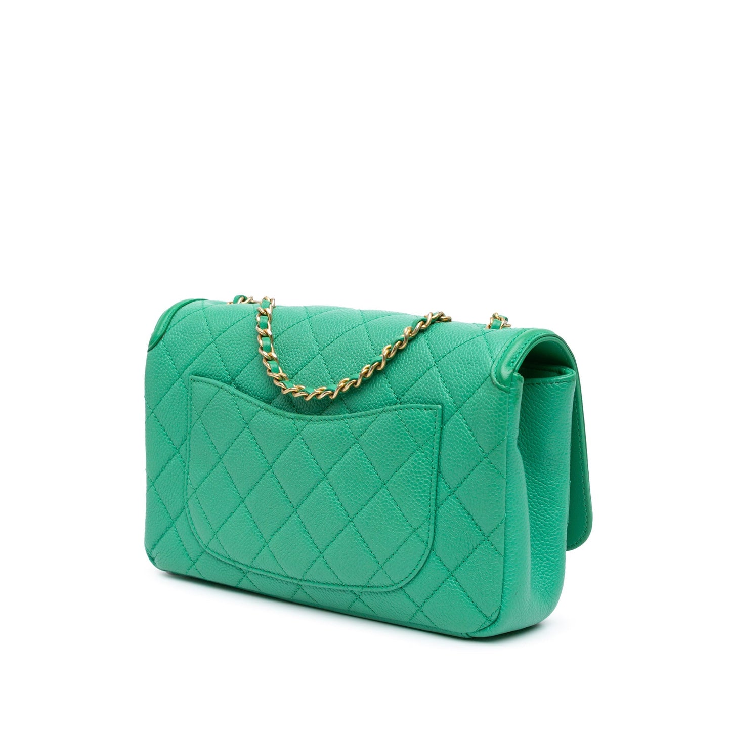 Green Chanel Small Caviar CC Filigree Flap Crossbody Bag