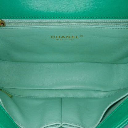 Green Chanel Small Caviar CC Filigree Flap Crossbody Bag