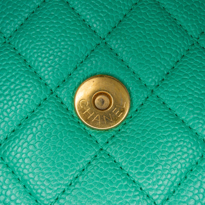 Green Chanel Small Caviar CC Filigree Flap Crossbody Bag