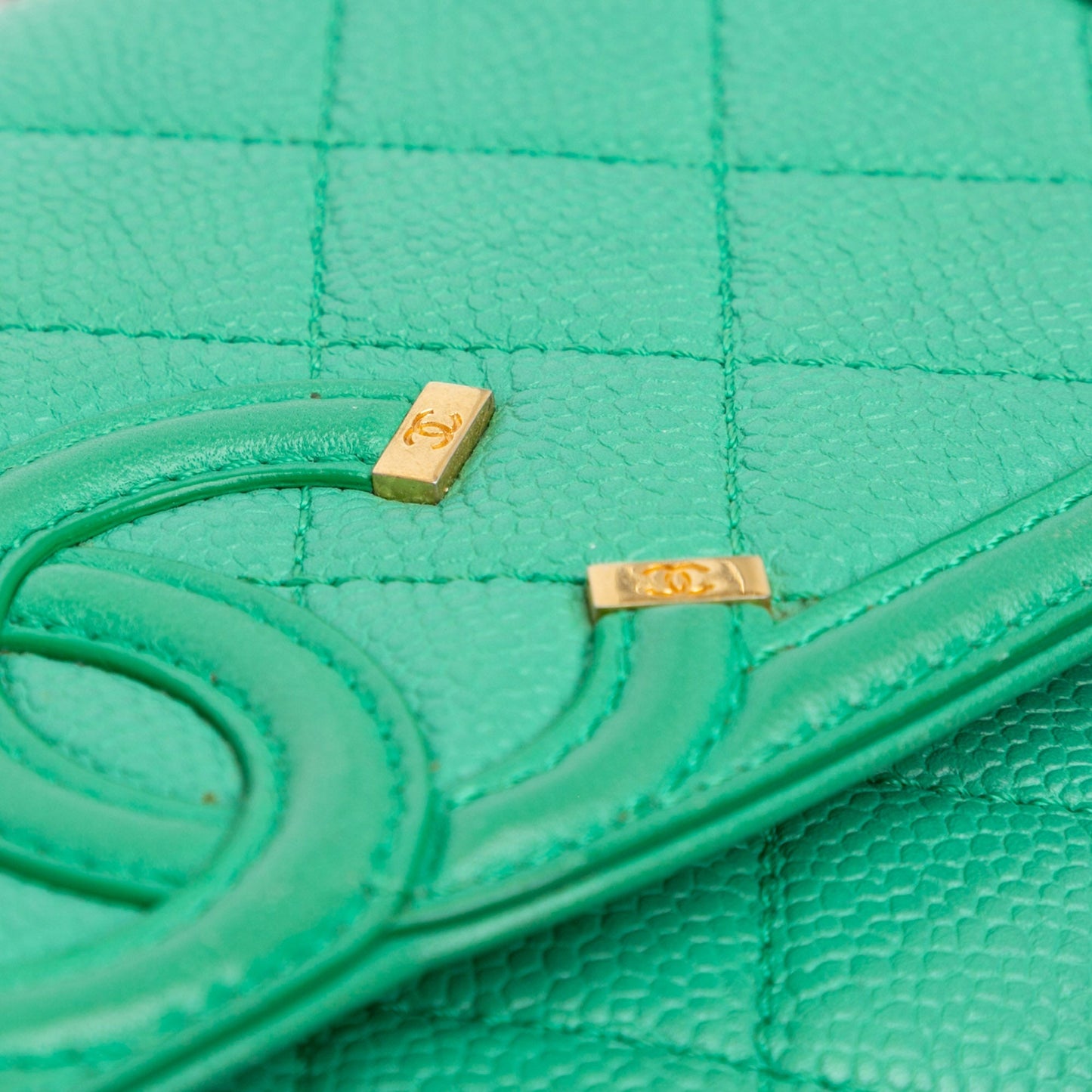 Green Chanel Small Caviar CC Filigree Flap Crossbody Bag