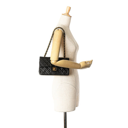 Black Chanel Small Classic Lambskin Double Flap Shoulder Bag
