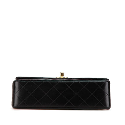 Black Chanel Small Classic Lambskin Double Flap Shoulder Bag