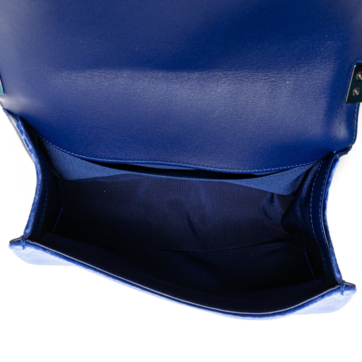 Blue Chanel Medium Quilted Velvet Boy Flap Crossbody Bag