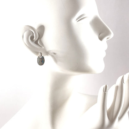 Chanel Silver 925 Oval Logo Plate Earrings