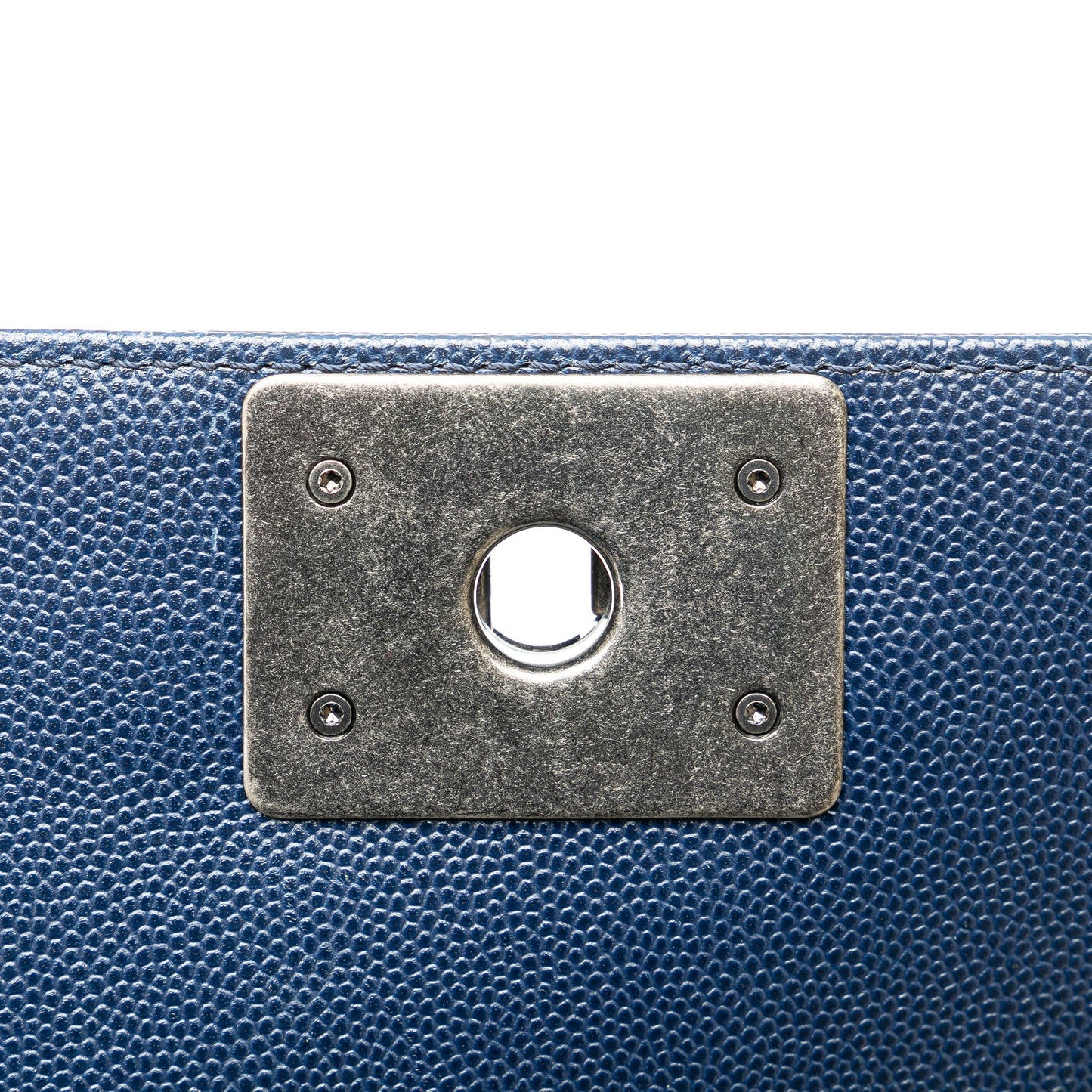 Blue Chanel Medium Chevron Caviar Boy Flap Crossbody Bag
