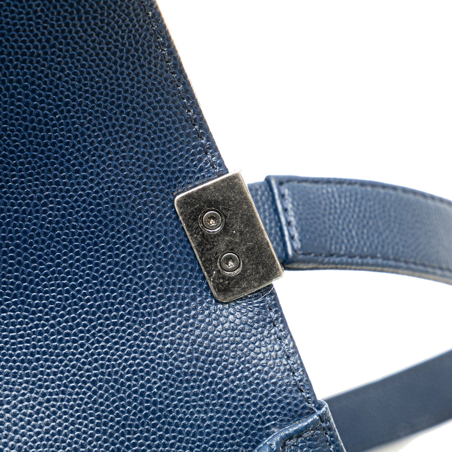 Blue Chanel Medium Chevron Caviar Boy Flap Crossbody Bag