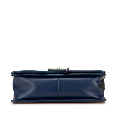 Blue Chanel Medium Chevron Caviar Boy Flap Crossbody Bag