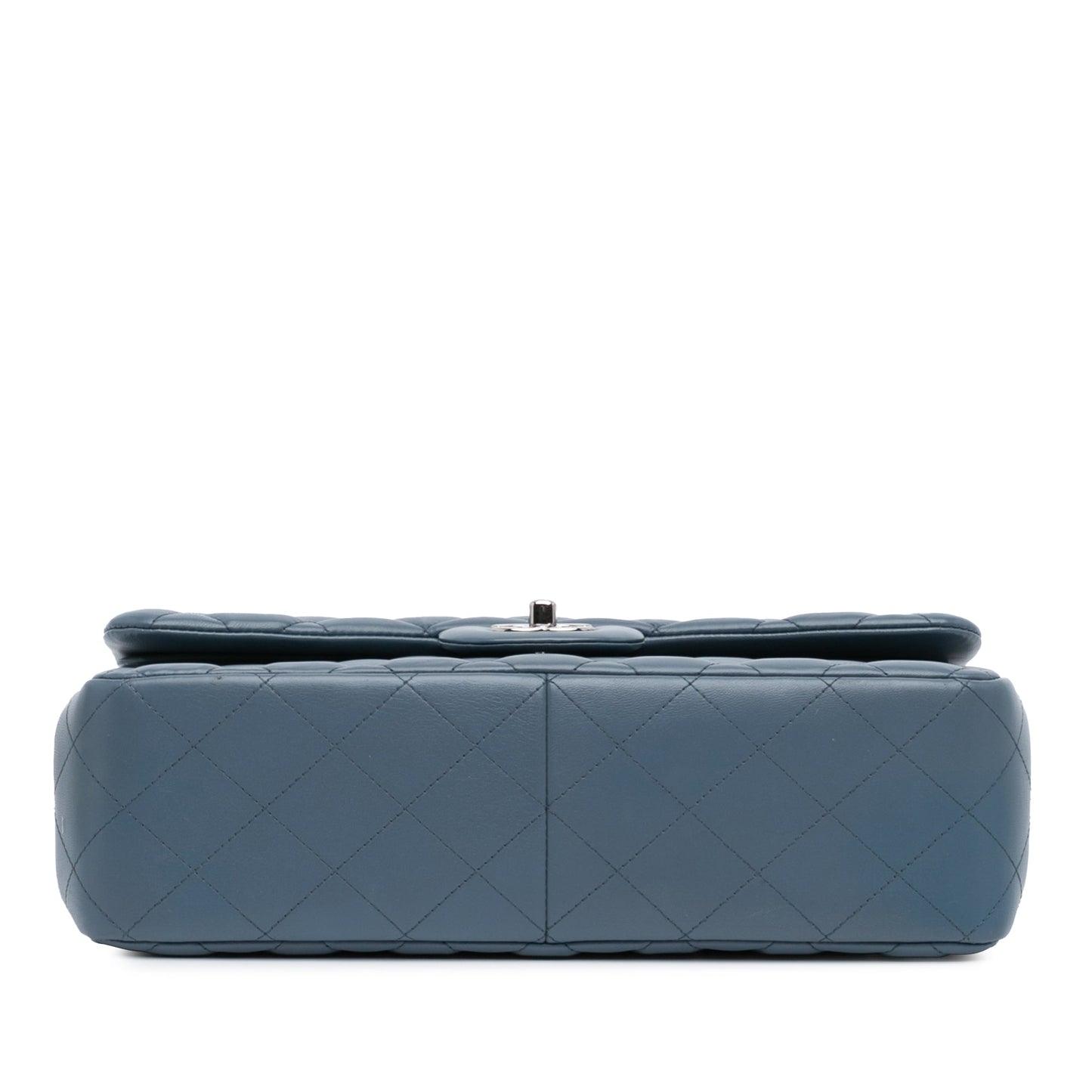 Blue Chanel Jumbo Classic Lambskin Double Flap Shoulder Bag