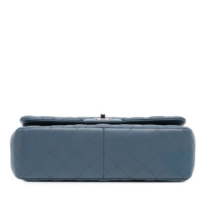 Blue Chanel Jumbo Classic Lambskin Double Flap Shoulder Bag