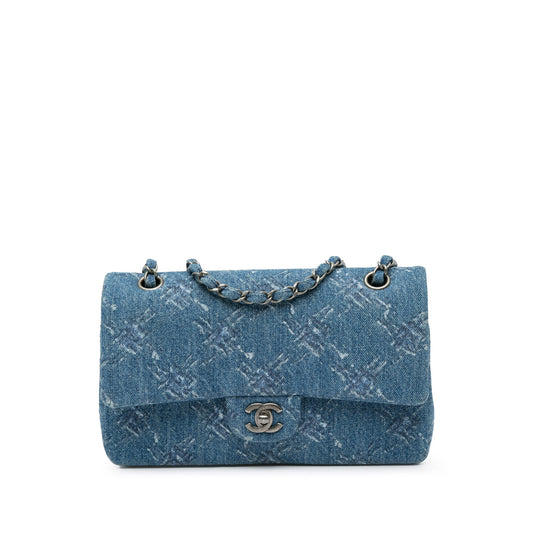 Chanel Sac Medium Classic Printed Denim Double Flap