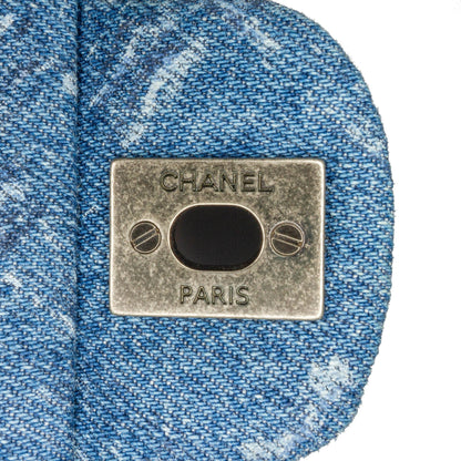 Chanel Sac Medium Classic Printed Denim Double Flap