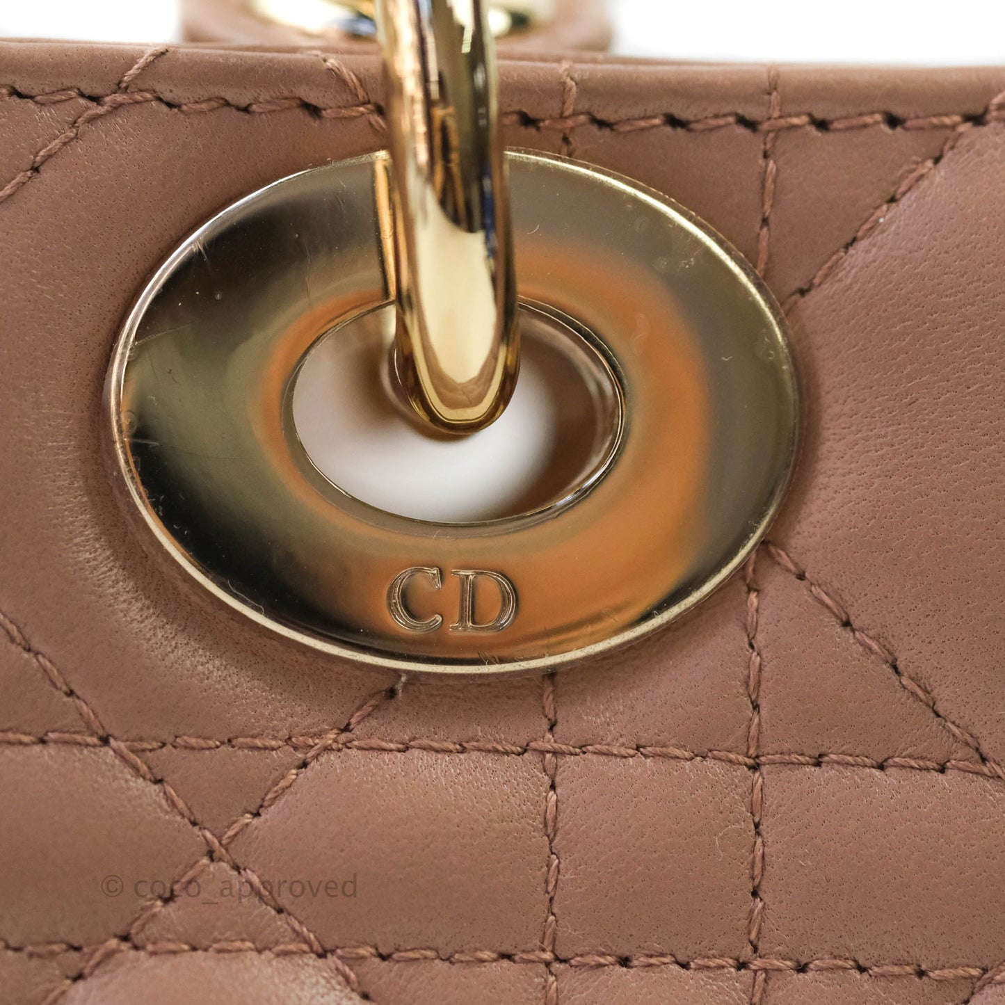 Christian Dior Lambskin My ABCDior Lady Dior Dark Beige Gold Hardware