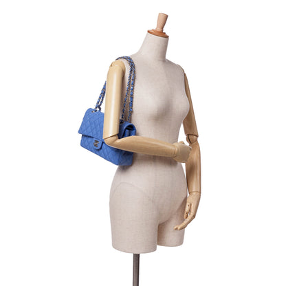Blue Chanel Medium Classic Patent Double Flap Shoulder Bag