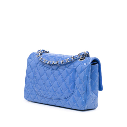 Blue Chanel Medium Classic Patent Double Flap Shoulder Bag