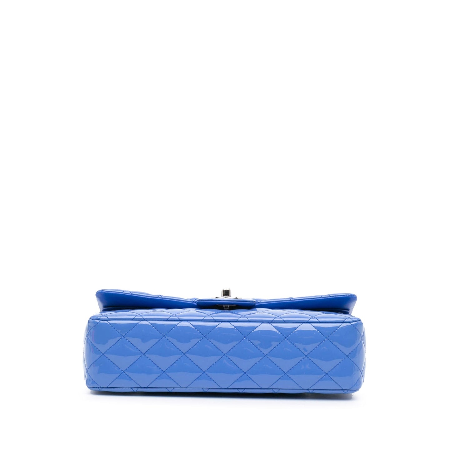 Blue Chanel Medium Classic Patent Double Flap Shoulder Bag