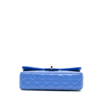 Blue Chanel Medium Classic Patent Double Flap Shoulder Bag