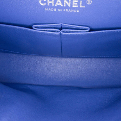 Blue Chanel Medium Classic Patent Double Flap Shoulder Bag