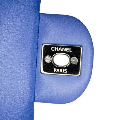 Blue Chanel Medium Classic Patent Double Flap Shoulder Bag
