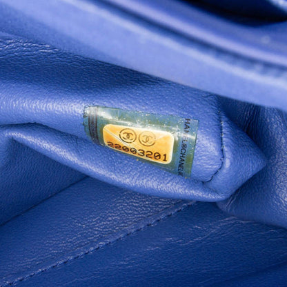 Blue Chanel Medium Classic Patent Double Flap Shoulder Bag