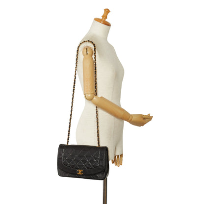 Black Chanel Medium Lambskin Diana Flap Crossbody Bag