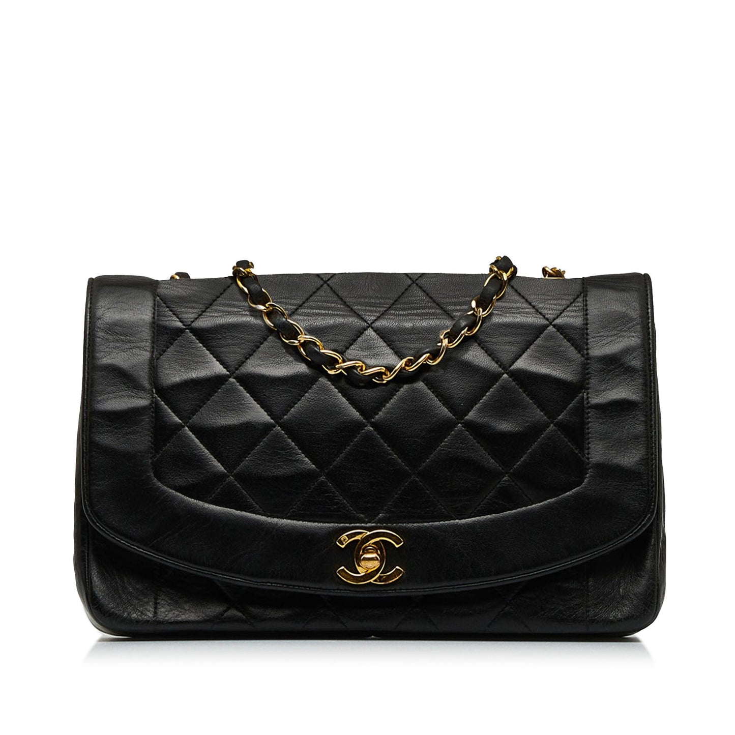 Black Chanel Medium Lambskin Diana Flap Crossbody Bag