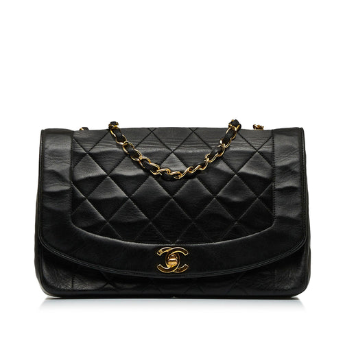 Black Chanel Medium Lambskin Diana Flap Crossbody Bag