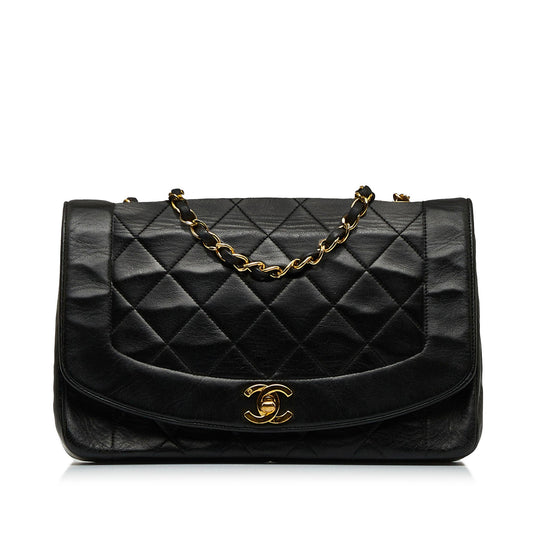 Black Chanel Medium Lambskin Diana Flap Crossbody Bag