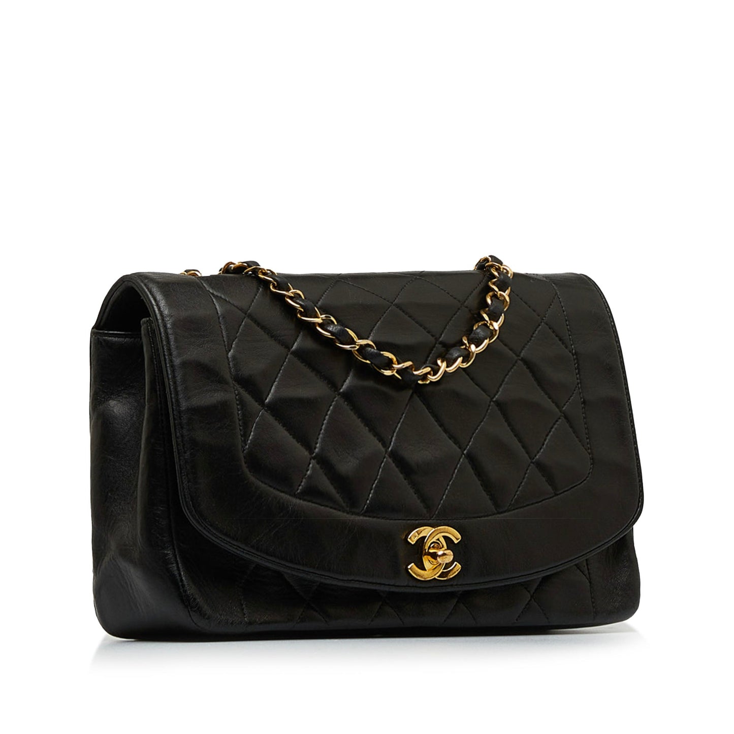Black Chanel Medium Lambskin Diana Flap Crossbody Bag