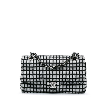 Black Chanel Medium Classic Ribbon Tweed Double Flap Shoulder Bag