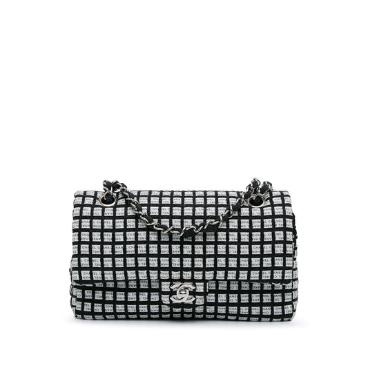 Black Chanel Medium Classic Ribbon Tweed Double Flap Shoulder Bag