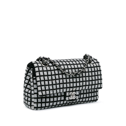 Black Chanel Medium Classic Ribbon Tweed Double Flap Shoulder Bag