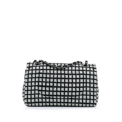 Black Chanel Medium Classic Ribbon Tweed Double Flap Shoulder Bag