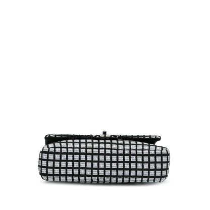 Black Chanel Medium Classic Ribbon Tweed Double Flap Shoulder Bag