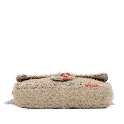 Beige Chanel CC Straw Country Flap Shoulder Bag
