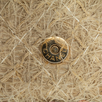 Beige Chanel CC Straw Country Flap Shoulder Bag