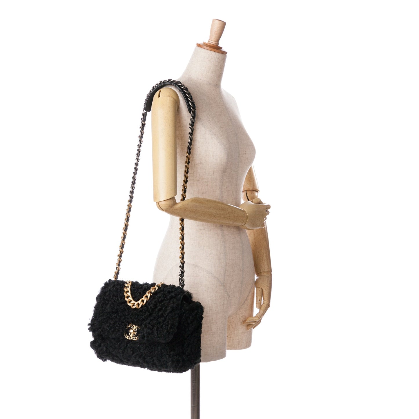 Black Chanel Medium Shearling 19 Flap Satchel