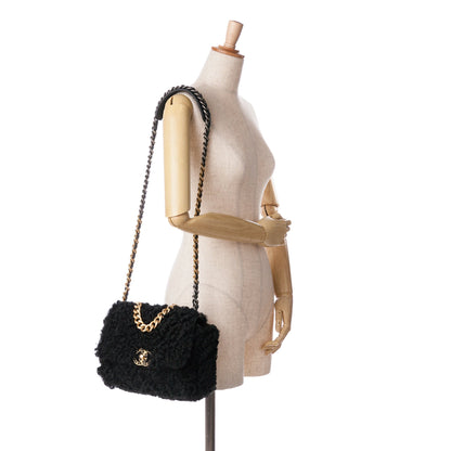 Black Chanel Medium Shearling 19 Flap Satchel
