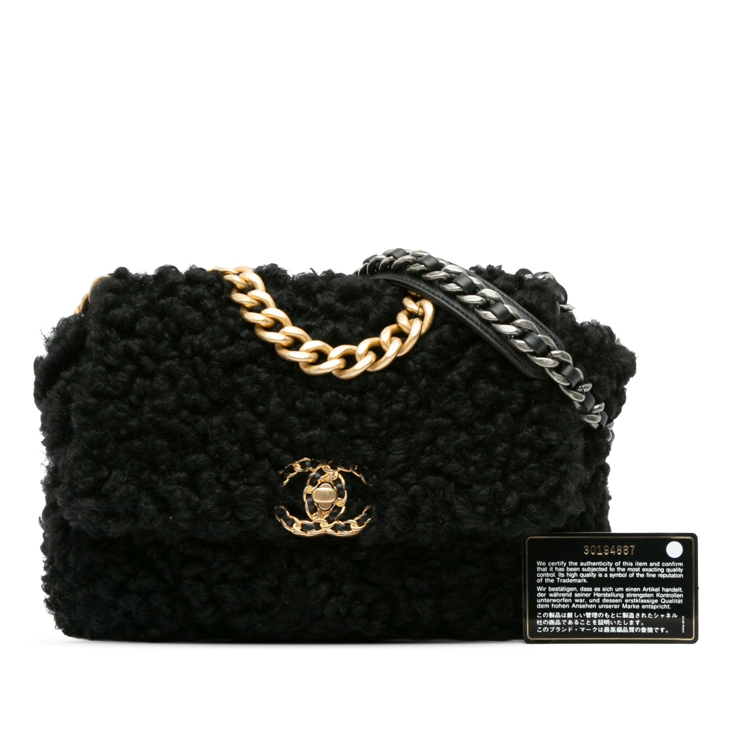 Black Chanel Medium Shearling 19 Flap Satchel