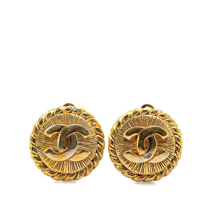 Gold Chanel Gold-Plated CC Clip On Earrings