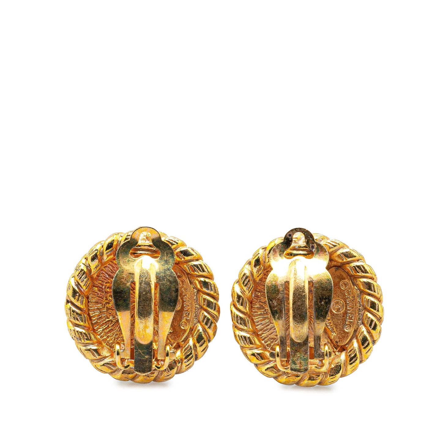 Gold Chanel Gold-Plated CC Clip On Earrings